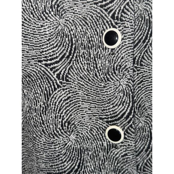 Vintage 80s Black White Structured Power Dress Womens Large Bold Abstract Print - Picture 2 of 4